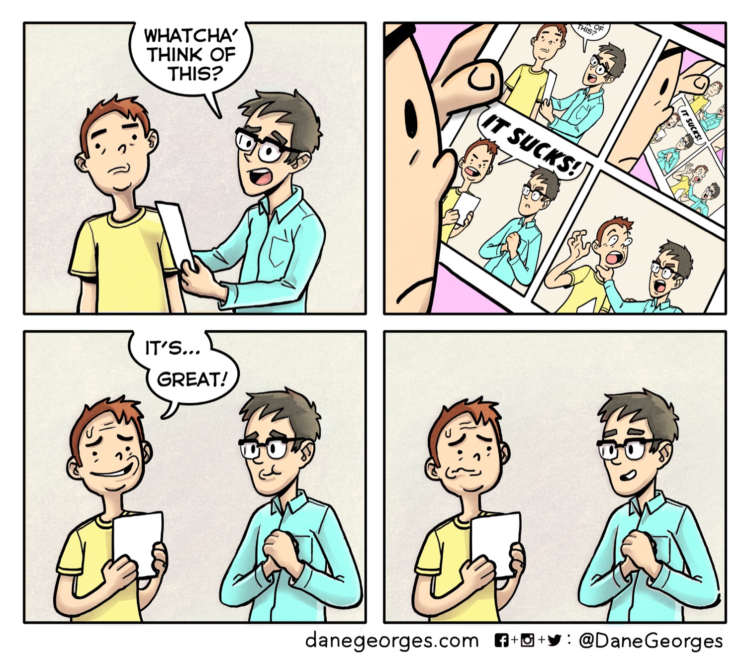 Whatcha Think comic by Dane Georges